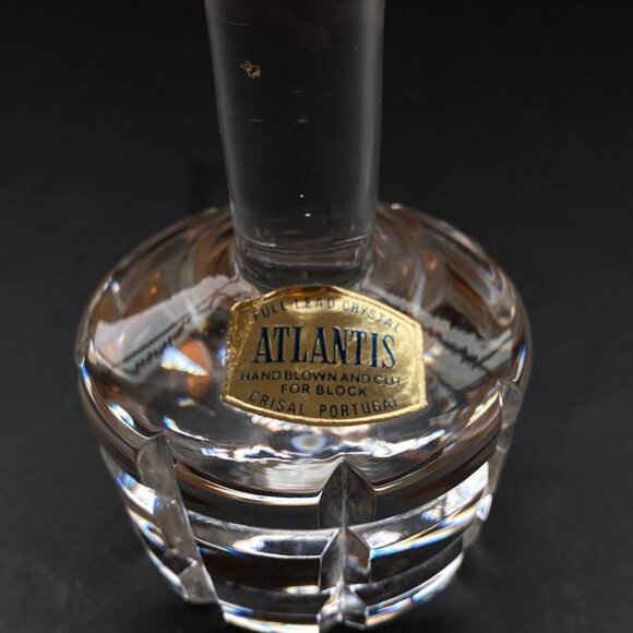 VTG Atlantis Full Lead Crystal Hand Blown & Cut 8"H Conical Bud Vase Portugal - Picture 9 of 13